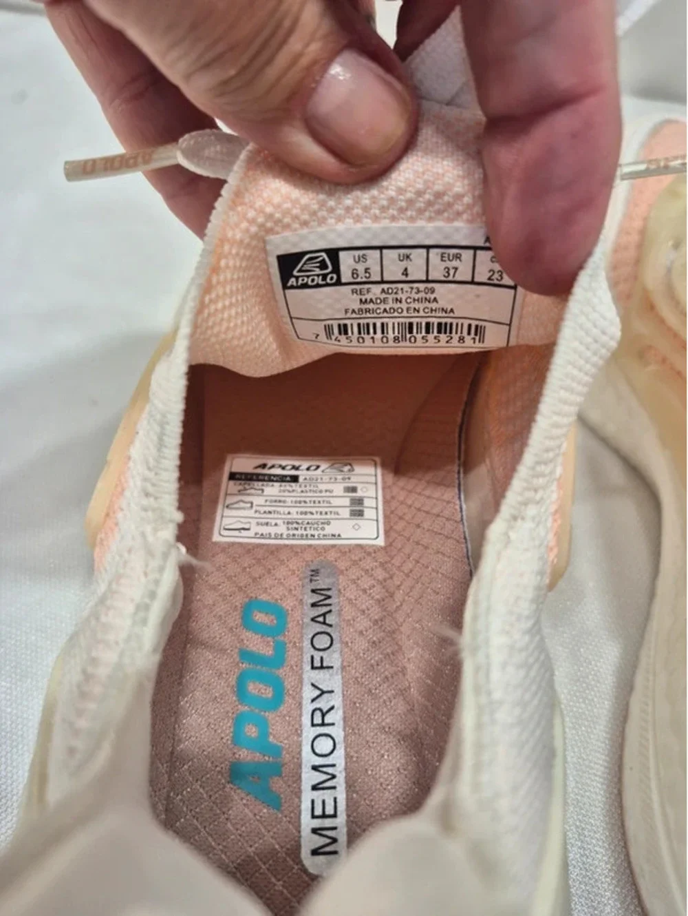 Apollo knit running sneakers white/ pink  lightweight memory foam women's 6.5